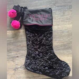 Victoria Secret Christmas Stocking Black‎ Pink X-mas decor